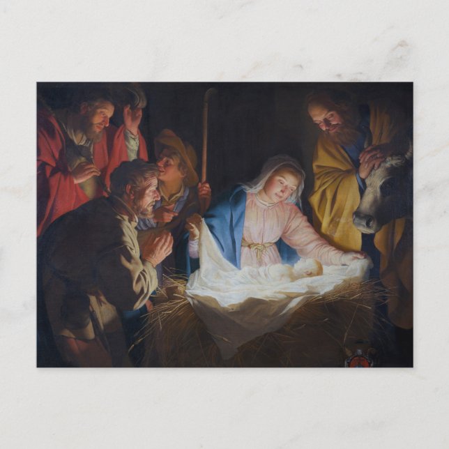 Adoration of the shepherds - Honthorst - Christmas Holiday Postcard (Front)