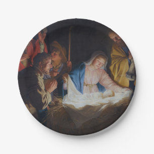 Adoration of the shepherds - Honthorst - Christmas Paper Plates