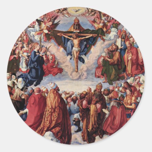 Adoration of the Trinity by Albrecht Durer 1511 Classic Round Sticker