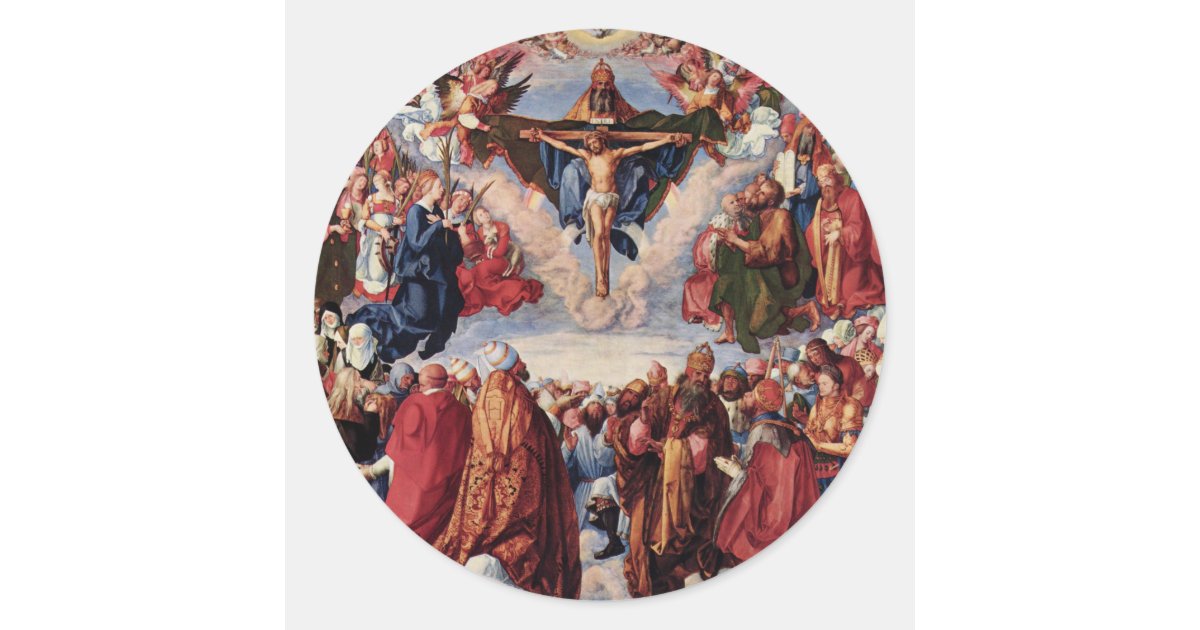 Adoration of the Trinity by Albrecht Durer, 1511 Classic Round Sticker ...
