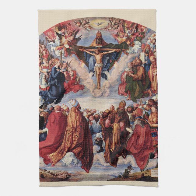 Adoration of the Trinity by Albrecht Durer, 1511 Kitchen Towel (Vertical)