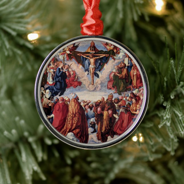 Adoration of the Trinity by Albrecht Durer, 1511 Metal Ornament (Tree)