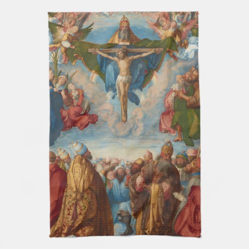 Adoration of the Trinity detail by Albrecht Durer Kitchen Towel