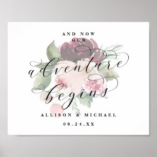 Adore Floral Adventure Begins Chic Wedding Sign