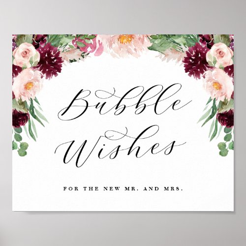 Adore Floral Bubbles Newlywed Sendoff Wedding Sign