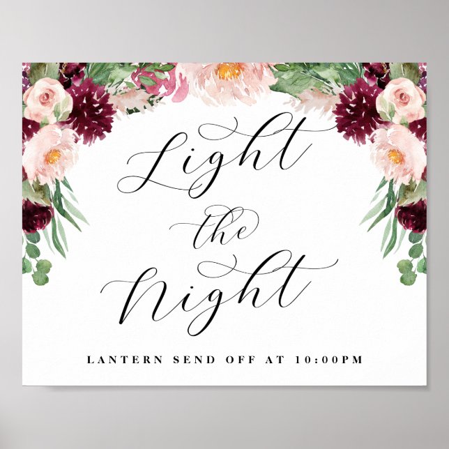 Adore Floral Light the Night Send Off Wedding Sign (Front)