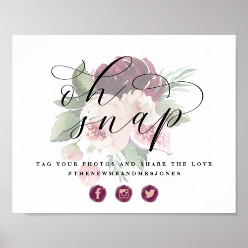 Adore Floral Oh Snap Photo Social Wedding Sign