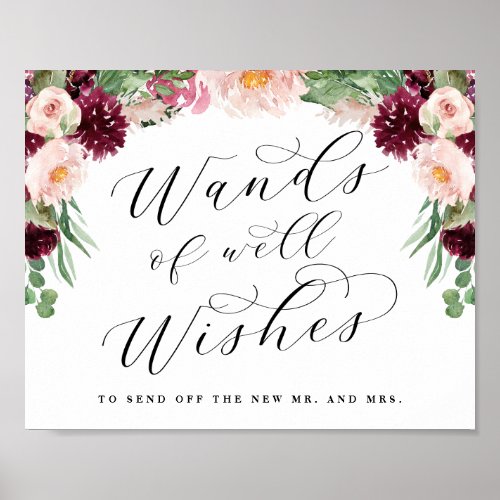 Adore Floral Wand Streamers Send Off Wedding Sign