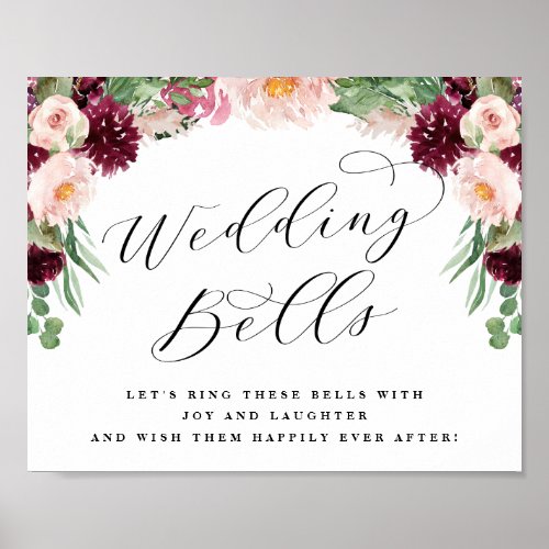 Adore Floral Wedding Bells Send Off Wedding Sign