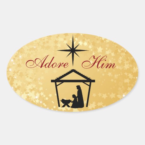 Adore Him _ Nativity Scene Christmas Stickers