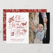 Adore Him | Photo Christmas Flat Card | Red at Zazzle