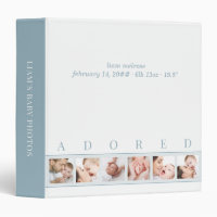 ADORED Blue and White Custom Baby Photo Album 3 Ring Binder