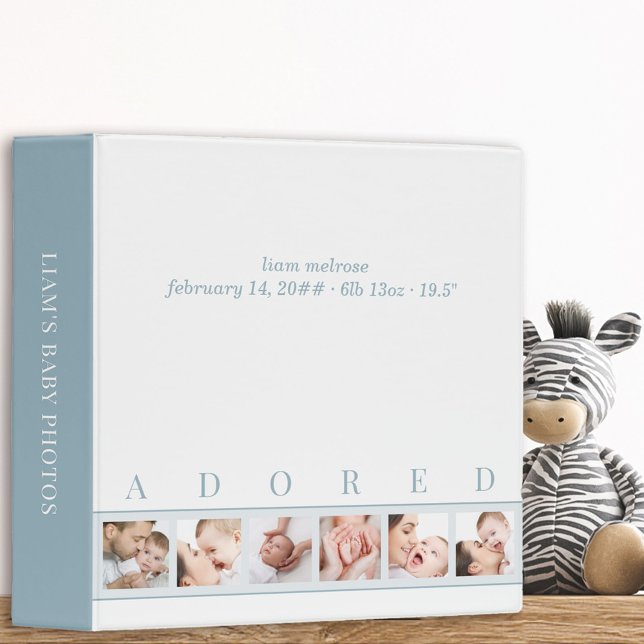 ADORED Blue and White Custom Baby Photo Album 3 Ring Binder (Creator Uploaded)
