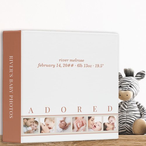 ADORED Clay and Natural Custom Baby Photo Album 3 Ring Binder