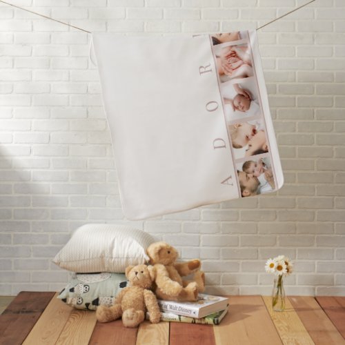 Adored Simple Typography Pink White Photo Baby Blanket