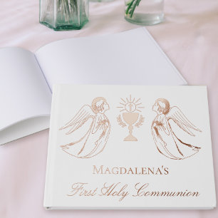adoring angels First Holy Communion  Foil Guest Book