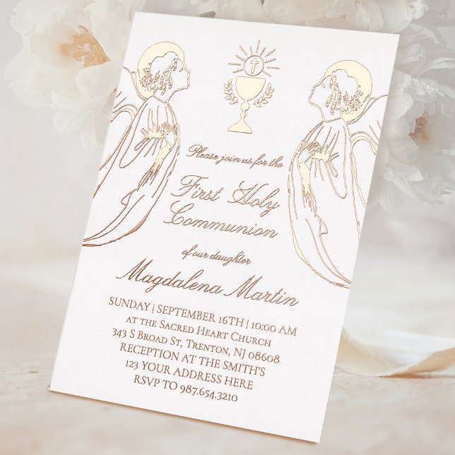 adoring angels First Holy Communion  Foil Invitation (Creator Uploaded)