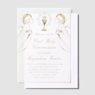 adoring angels First Holy Communion Vellum Invitations