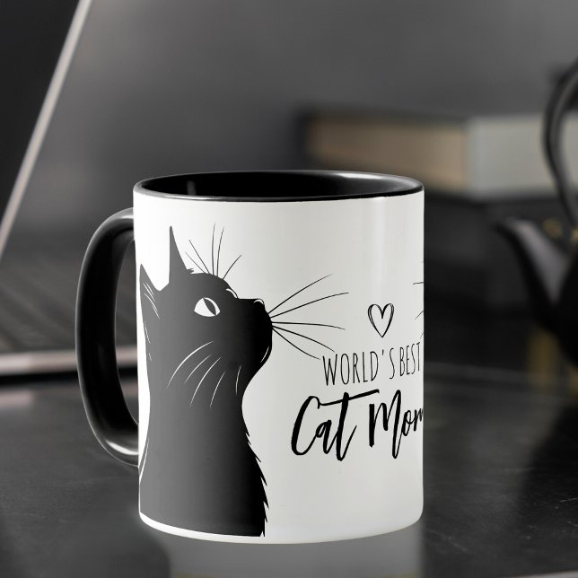 Adoring Cat World's Best Cat Mom Custom Coffee Mug (The purr-fect gift for any cat mom and you can personalize it, too! )
