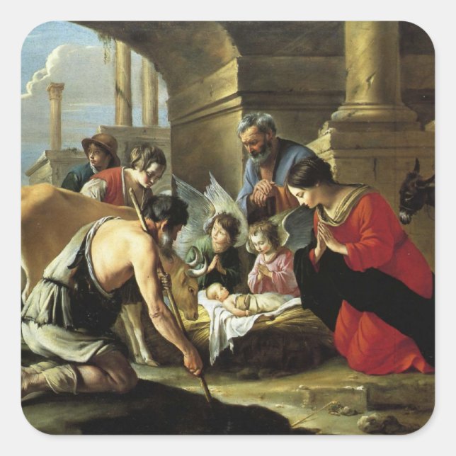 Adoring Shepherds 17th Century Square Sticker (Front)