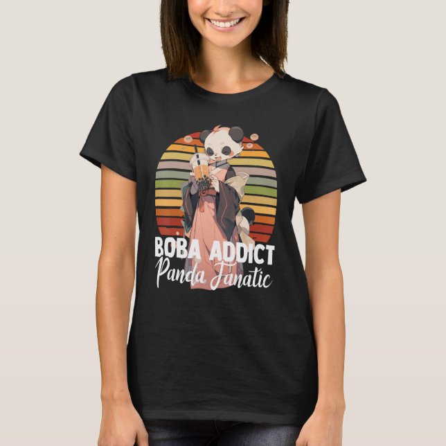 Adorn your space with Japanese boba sipping pandas T-Shirt (Front)