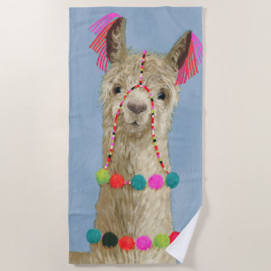 Adorned Llama - Beige Beach Towel