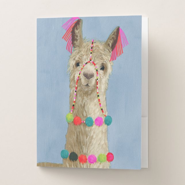 Adorned Llama - Beige Pocket Folder (Front)