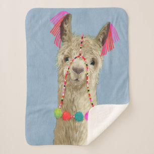 Adorned Llama - Beige Sherpa Blanket