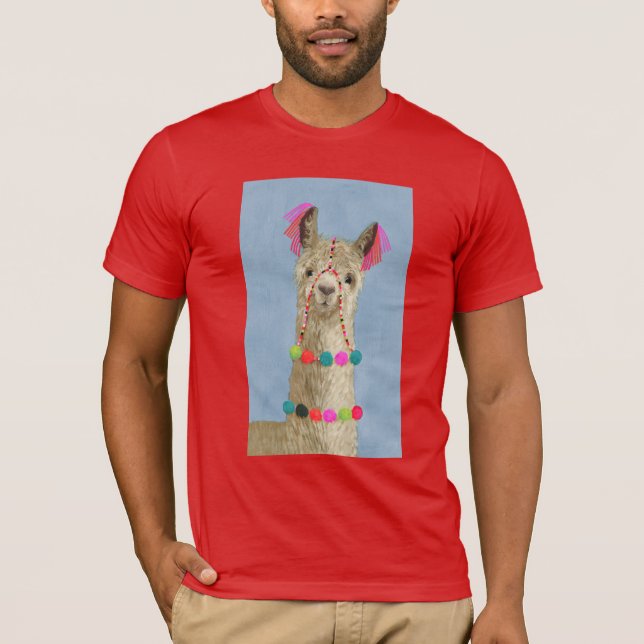 Adorned Llama - Beige T-Shirt (Front)