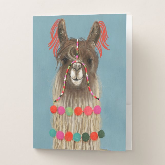 Adorned Llama - Brown Pocket Folder (Front)