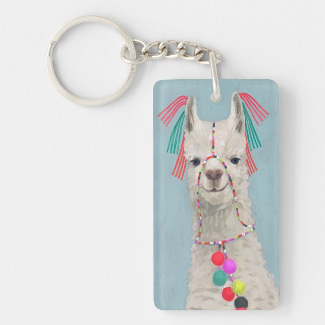 Adorned Llama - White Keychain (Front)