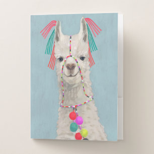 Adorned Llama - White Pocket Folder
