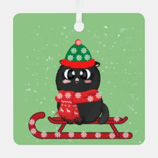 Feliz gato luxe fondo navideño