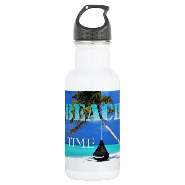 Adrable Beach Time, Stainless Steel Water Bottle (Front)