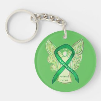 Adrenal Cancer Angel Awareness Ribbon Keychains
