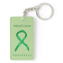 Adrenal Cancer Awareness Green Ribbon Keychain
