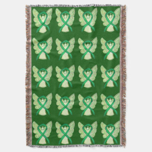 Adrenal Cancer Awareness Ribbon Art Throw Blankets