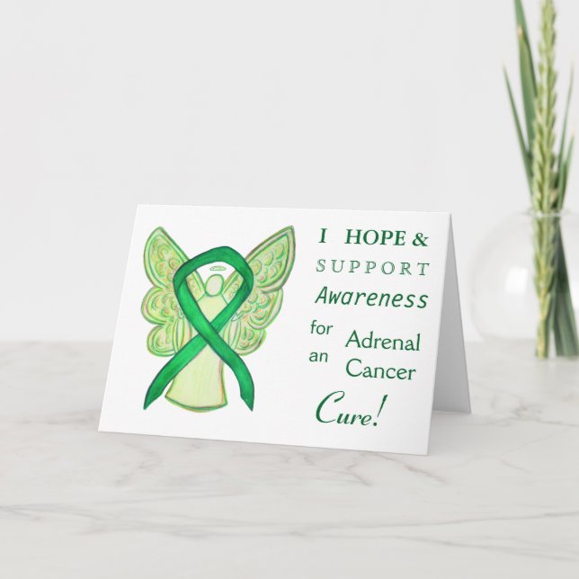 Adrenal Cancer Awareness Ribbon Greeting Card (Front)
