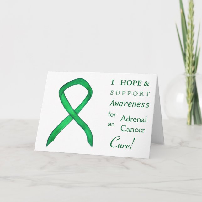 Adrenal Cancer Awareness Ribbon Greeting Card (Front)