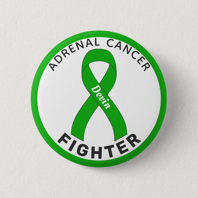 Adrenal Cancer Fighter Ribbon White Button (Front)