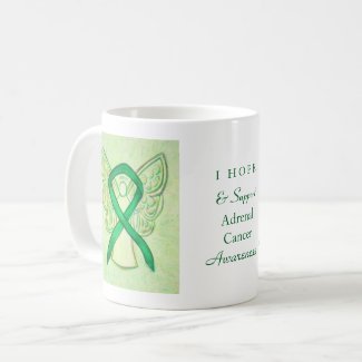 Adrenal Cancer Green Awareness Ribbon Angel Mug