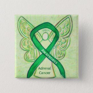 Adrenal Cancer Green Awareness Ribbon Angel Pin