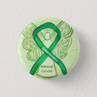 Adrenal Cancer Green Awareness Ribbon Angel Pin