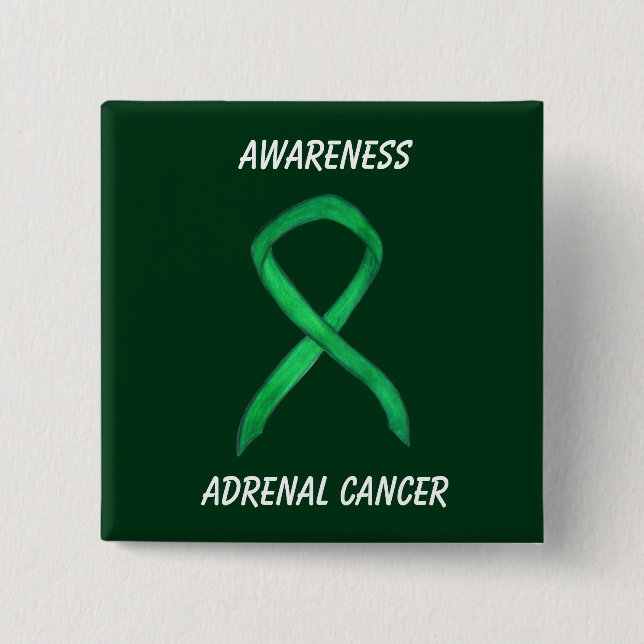 Adrenal Cancer Green Awareness Ribbon Pin (Front)