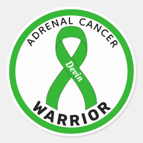 Adrenal Cancer Warrior Ribbon White Round Sticker