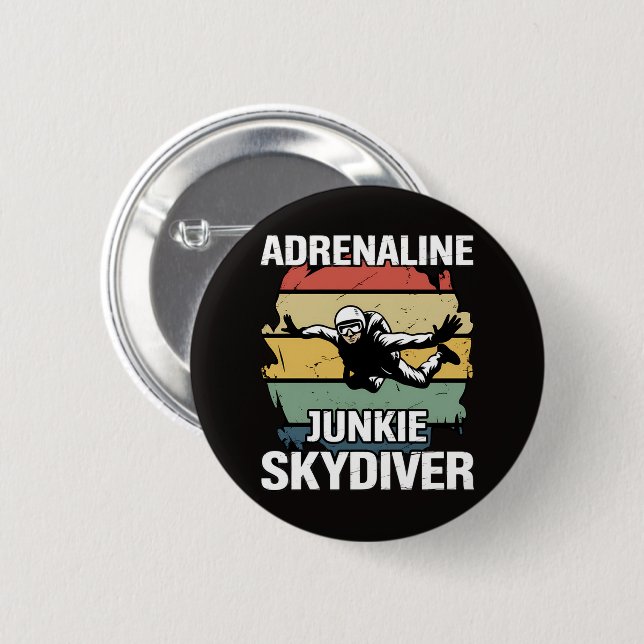 Adrenaline Junkie Skydiver Button (Front & Back)