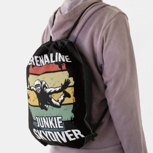 Adrenaline Junkie Skydiver Drawstring Bag