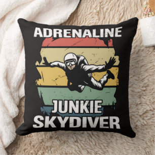 Adrenaline Junkie Skydiver Throw Pillow