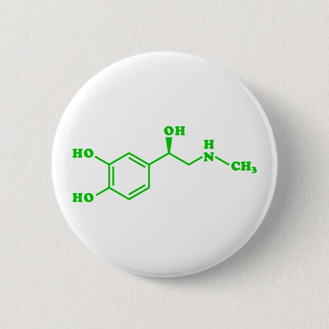 Adrenaline Molecular Chemical Formula Button (Front)