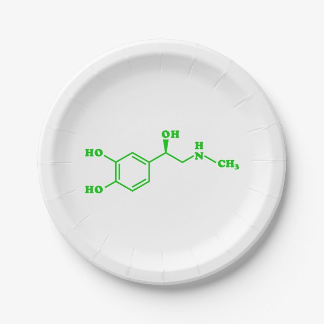 Adrenaline Molecular Chemical Formula Paper Plates (Front)